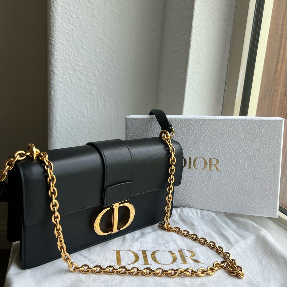 Dior Black Clutch with Gold Chain